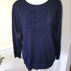 J Crew- Tippi Sweater with Ruffle - navy blue- Size small